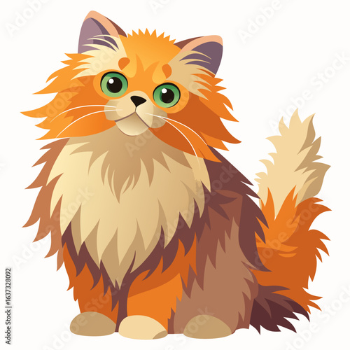 vector illustration of persian cat, profile view, abstract