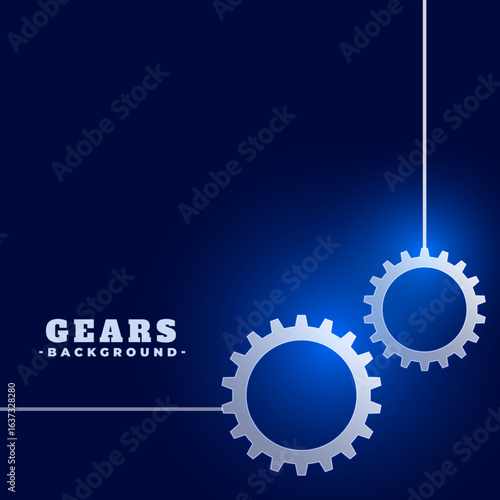 technical cogwheel gear blue background with shiny effect