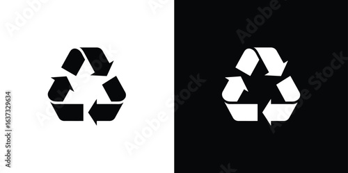 Recycle symbol in black and white contrast