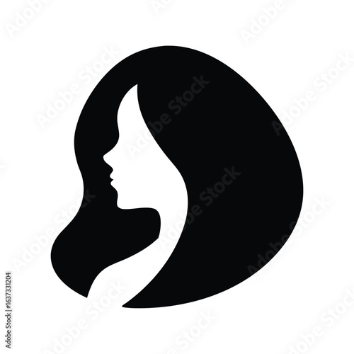 Elegant woman silhouette logo design for beauty salon and hair stylist branding and fashion icon
