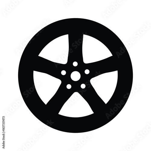 Black automotive wheel rim vector graphic for car truck suv vehicle part and tire design element