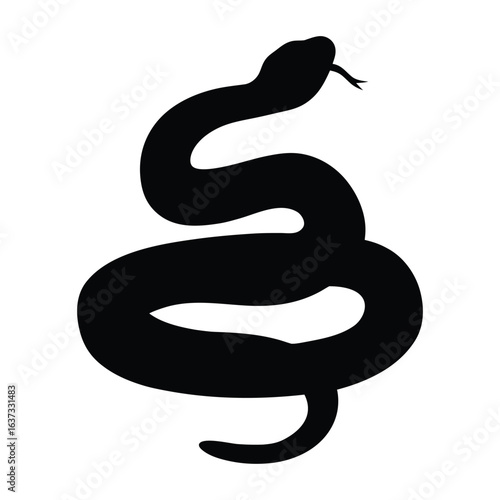 Download black snake vector image, reptile illustration, serpent silhouette, wildlife art, nature