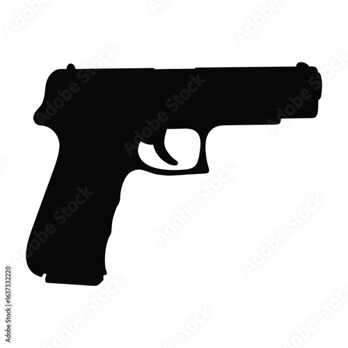 Silhouette of a handgun firearm pistol vector illustration for gun safety and rights advocacy