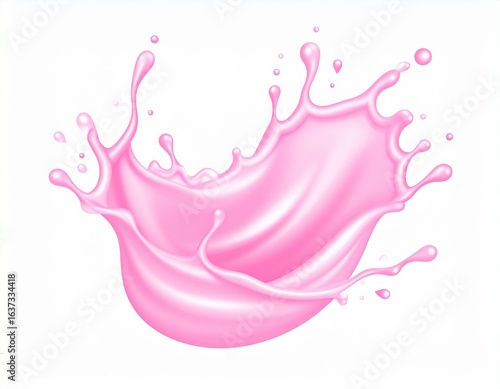 A single abstract liquid splash shape in pastel pink color, smooth edges, glossy highlights, cartoon style, isolated on a white background, vector illustration, minimal and clean design