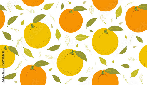 Seamless pattern with orange fruits