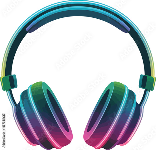 Modern headphones illustrated with vibrant gradient colors, designed for those passionate about audio experiences