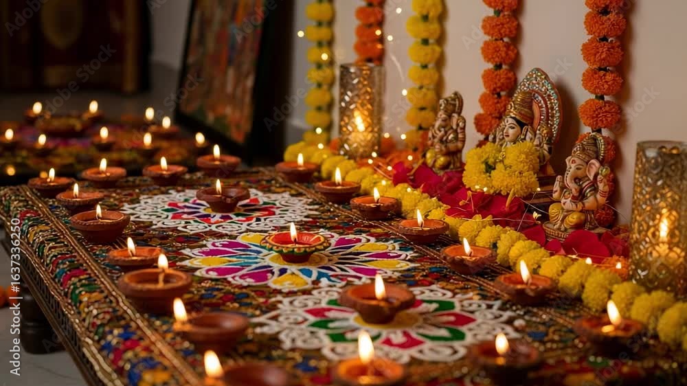 Lit Clay Diyas For Diwali Puja Celebration Traditional Hindu Festival lit-clay-diyas-for-diwali-puja-celebration-traditional-hindu-festival