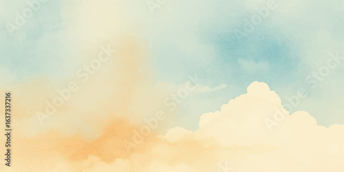 White fluffy clouds float in a bright blue sky, illuminated by the sun's warm light, creating a beautiful and serene summer cloudscape