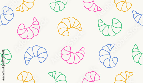 Cute croissant pattern background vector design