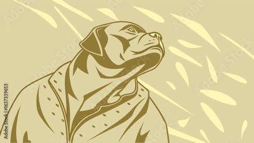 Dog labrador retriever in coat looking up vector illustration animal pet canine drawing design artwork graphic 100