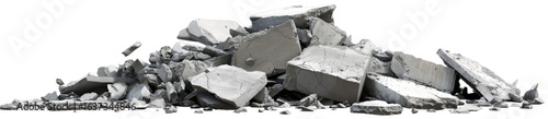 Pile of gray concrete debris