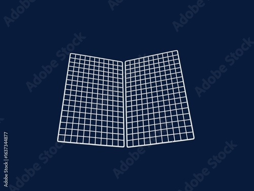 The dark blue background in the picture is a cream-white metal grid with a square grid shape of equal sizes, different lengths and widths used for placing things, drying things, and used in household.
