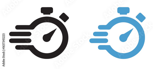 Time delivery, timely, punctual, fast, quick, express, schedule, shipping, logistics, dispatch, courier service, efficient, instant, on time, isolated icon, vector