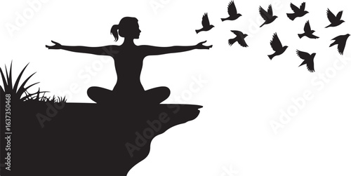 Woman Releasing Birds into Freedom