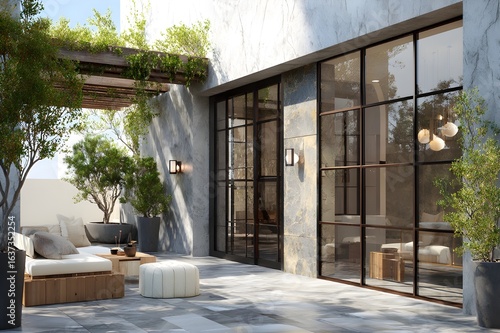 Simple Mirrored Steel Terrace with Glamorous Hollywood Style for Modern Outdoor Luxury