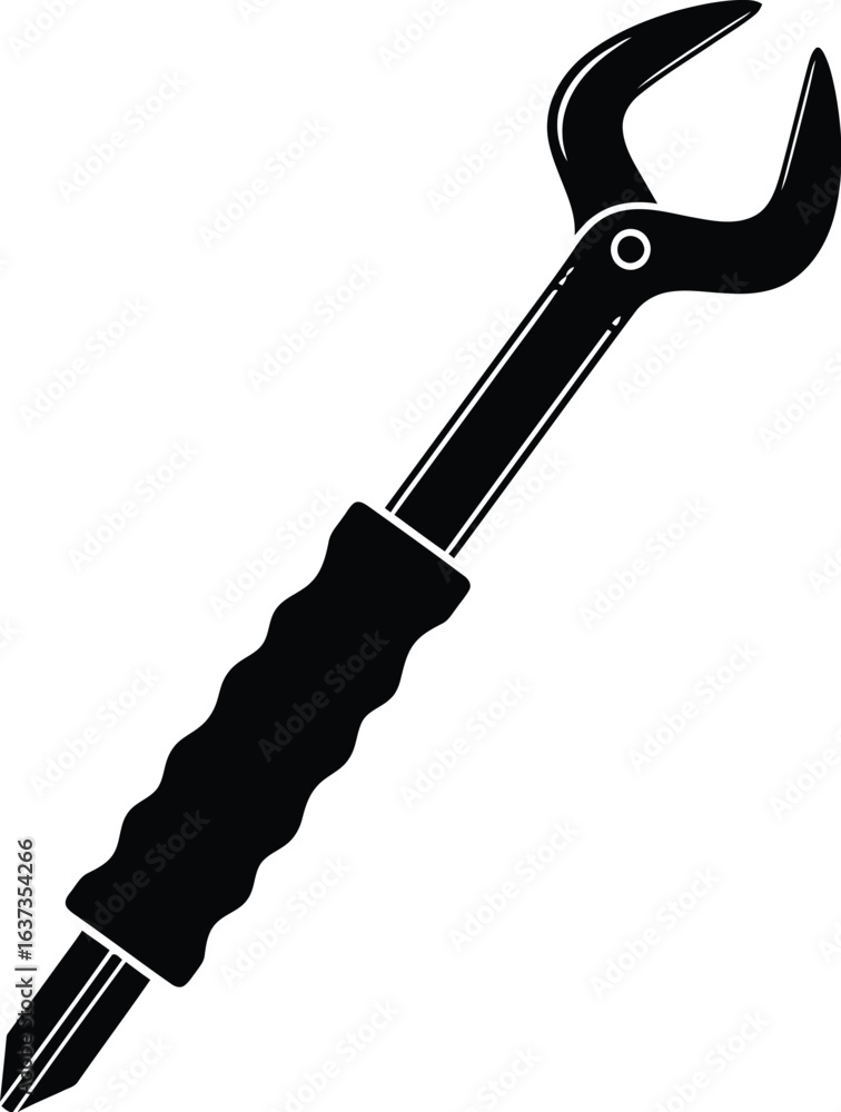 Obraz premium Black silhouette of adjustable pliers, a versatile hand tool used for gripping, tightening and loosening objects, for easy integration into designs