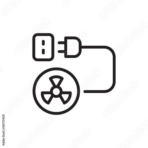 Nuclear electric outline icons, minimalist vector illustration ,simple transparent graphic element .Isolated on white background