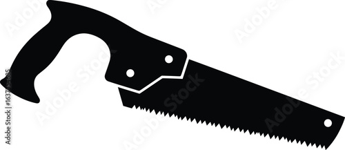 Hand saw vector illustration black silhouette of a carpentry tool for cutting wood, essential for construction, repair, and diy projects in the workshop
