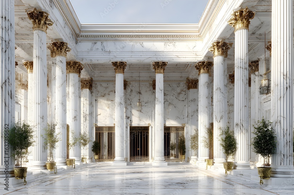 Obraz premium Luxe Marble Covered Colonnade in Classical Grand Architectural Style