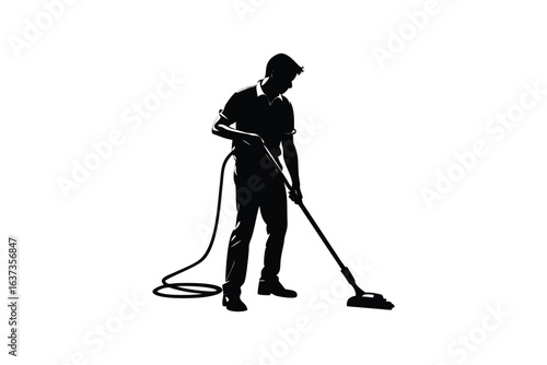 Man Cleaning with Vacuum Cleaner