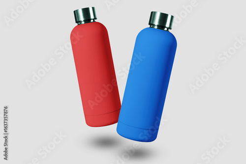 Water Vacuum Flask Bottle Mockup Isolated Background