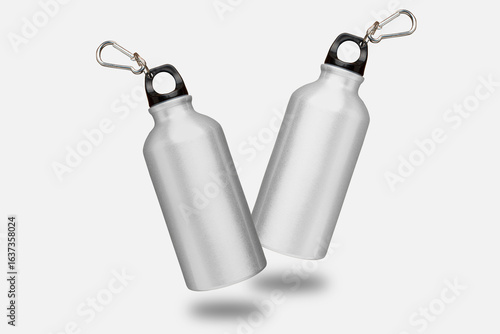 Metal Sport Water Bottle Mockup Isolated Background