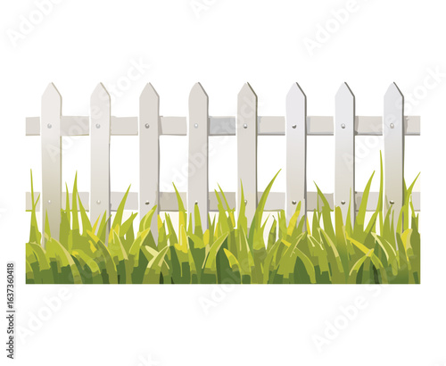 White Picket Fence with Green Grass