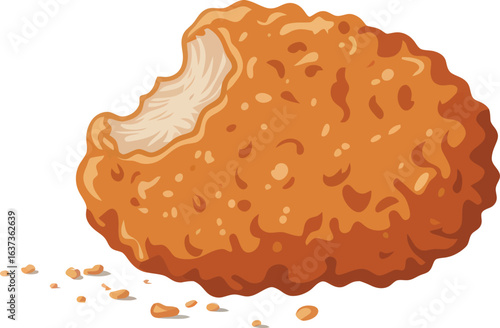 Chicken nugget with a bite taken out, highlighting its crunchy texture and delicious, juicy interior