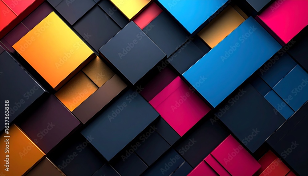 Fototapeta premium Abstract Geometric Pattern of Interlocking Colorful Squares