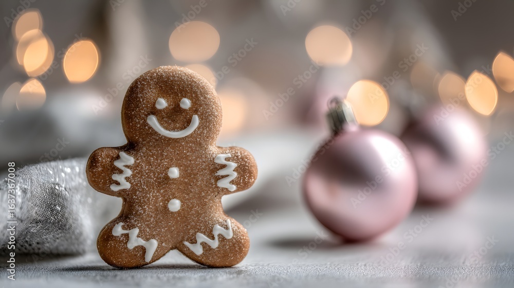 Gingerbread man cookie with christmas decorations. Gingerbread man cookie with christmas decorations.