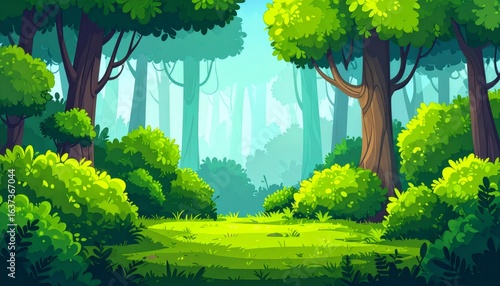 Green bushes. Cartoon forest and park shrubbery