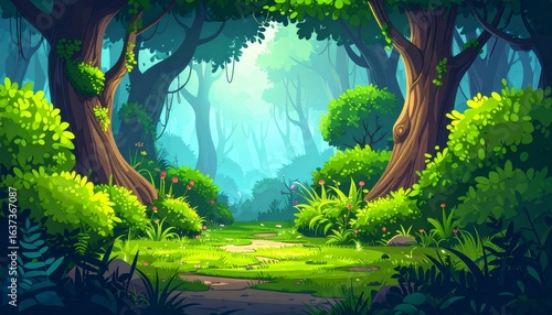 Green bushes. Cartoon forest and park shrubbery