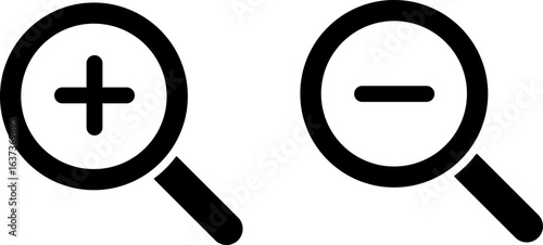  zoom in and out scale. loupe with check mark sign. Plus and minus zoom tool symbols. Searching success icon.  Magnifying glass for research
