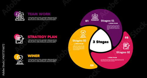 Vector circle arrows triangle infographic, cycle diagram, graph, presentation chart. Business concept with 3 Stages, parts, steps, processes. venn diagram	