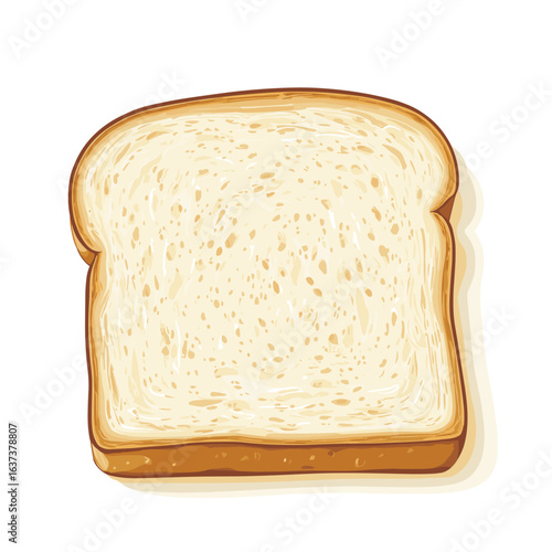 flat design of a slice of white bread with visible crust and soft texture, classic sandwich bread vector illustration