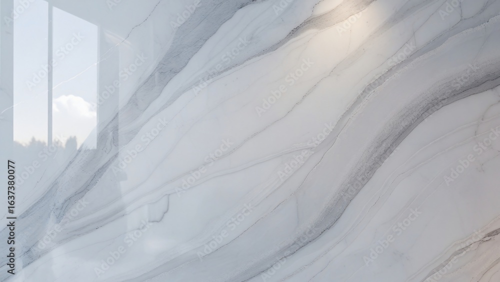 Obraz premium Polished white marble with soft gray veins and gentle light reflection – luxurious modern photoreal texture