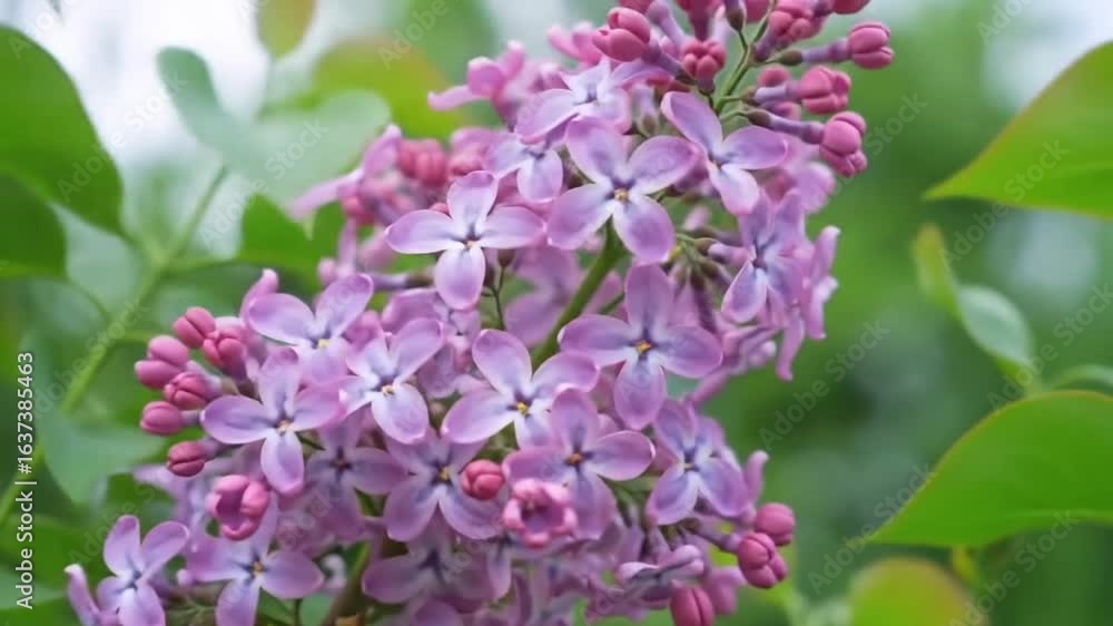 Blooming Lilac Flowers in Spring Garden Close Up View Blooming Lilac Flowers in Spring Garden Close Up View