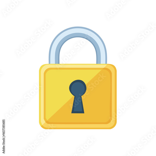 Golden padlock icon representing security and privacy. A flat vector illustration of a locked symbol for data protection and safety concepts isolated on a white background