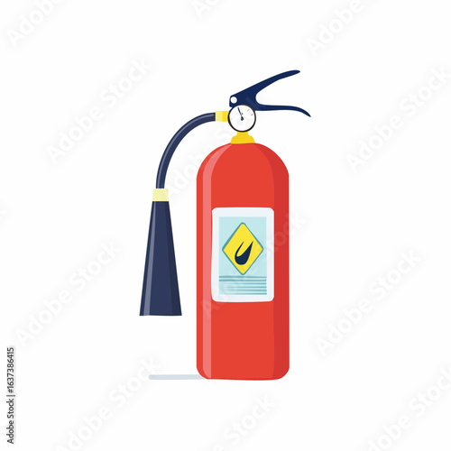 Vector illustration of a red portable fire extinguisher, an essential piece of emergency safety equipment for fire protection and prevention