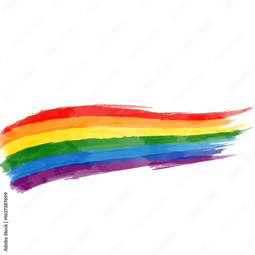 Obraz premium Vibrant Rainbow Watercolor Brush Stroke: Pride LGBTQ+ Design Element