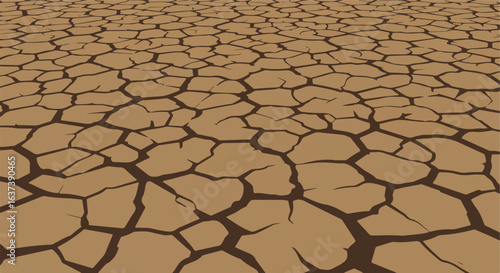 Dry cracked earth; arid ground texture with brown color. Cracked soil background