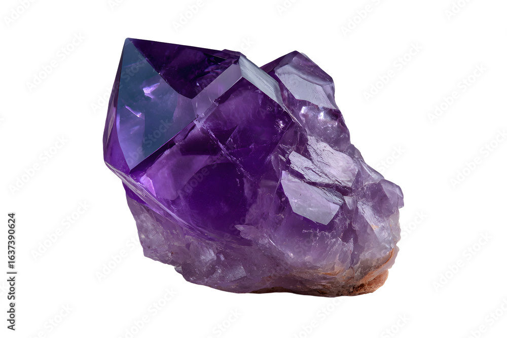 Fototapeta premium Beautiful purple amethyst crystal on transparent background