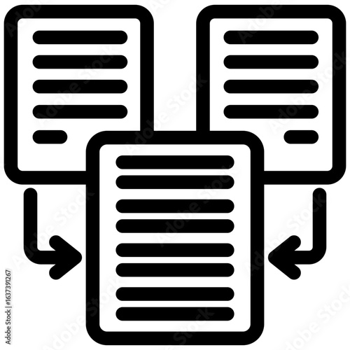 Merge Task Icon Mini Illustration Icon. Use For Modern Concept, Print, Ui, Ux Kit, Web And App Development. Vector Related To Office, Education, Examination And More