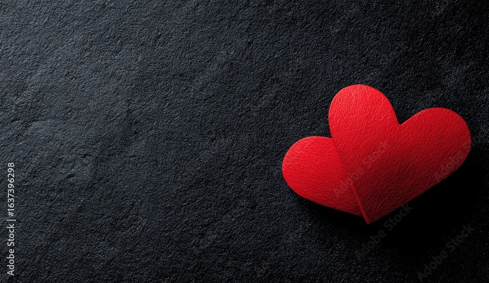 Obraz premium Red paper hearts on dark background, Valentine's Day card