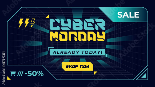 Cyber monday promotional banner with abstract background