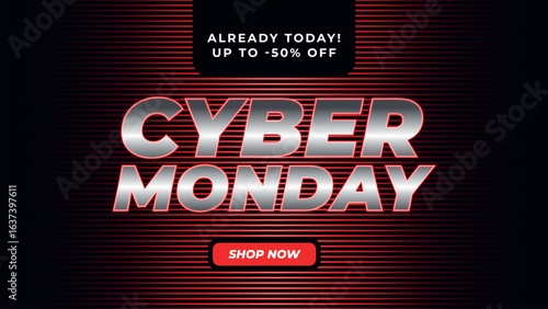 Cyber monday promotional banner with gradient effect