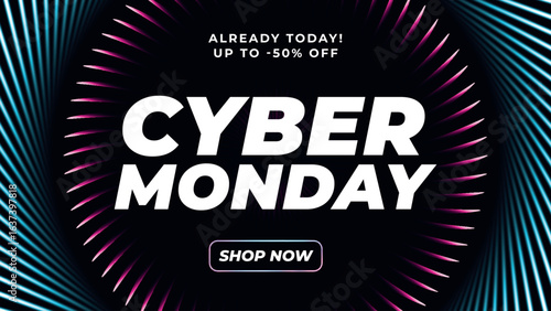 Cyber monday promotional banner with hypnotic effect