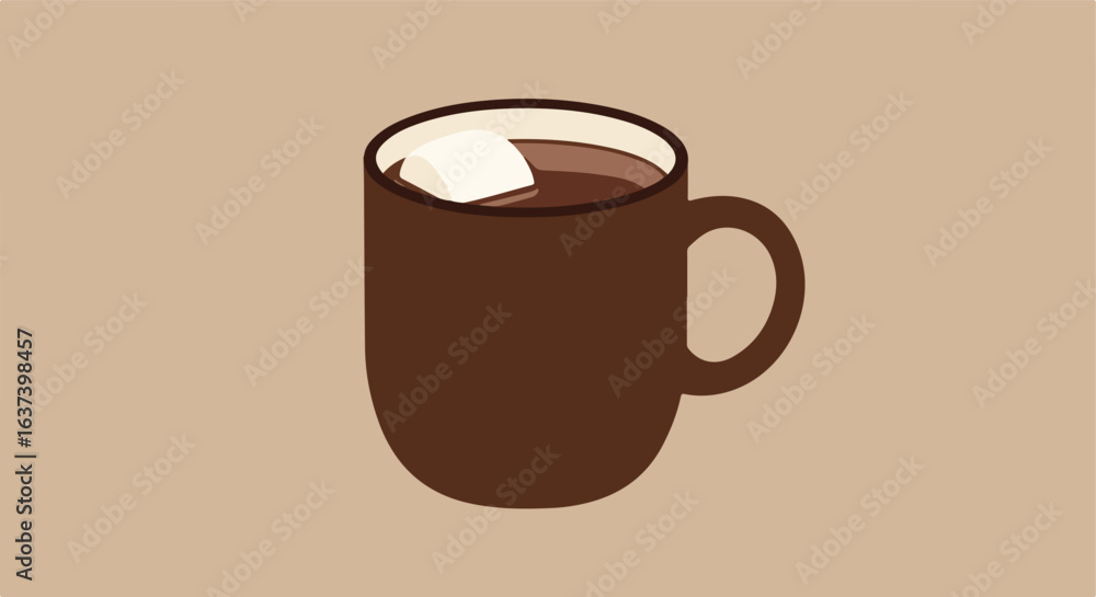 Fototapeta premium Warm brown beverage with marshmallow in mug