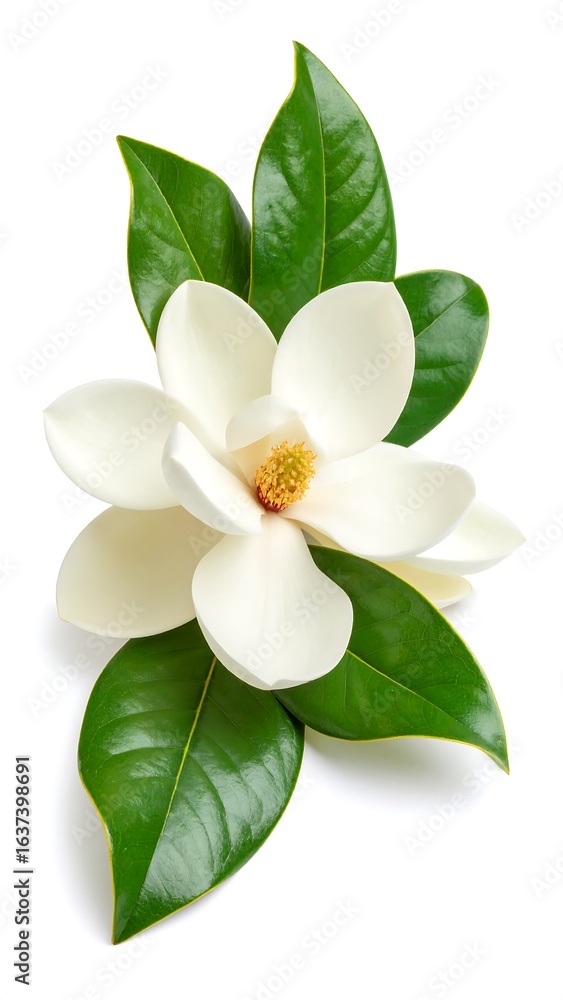 Obraz premium Magnolia flower and leaves