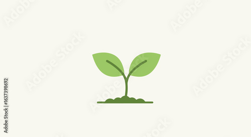 Small green sprout emerges from the soil, simple yet elegant. Represents new growth